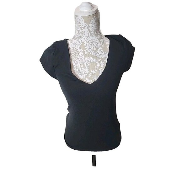 J. Crew Top Black Modal Form Knit V-neck Cap Sleeve Shirt Spring 23 Women's XS - Picture 1 of 10